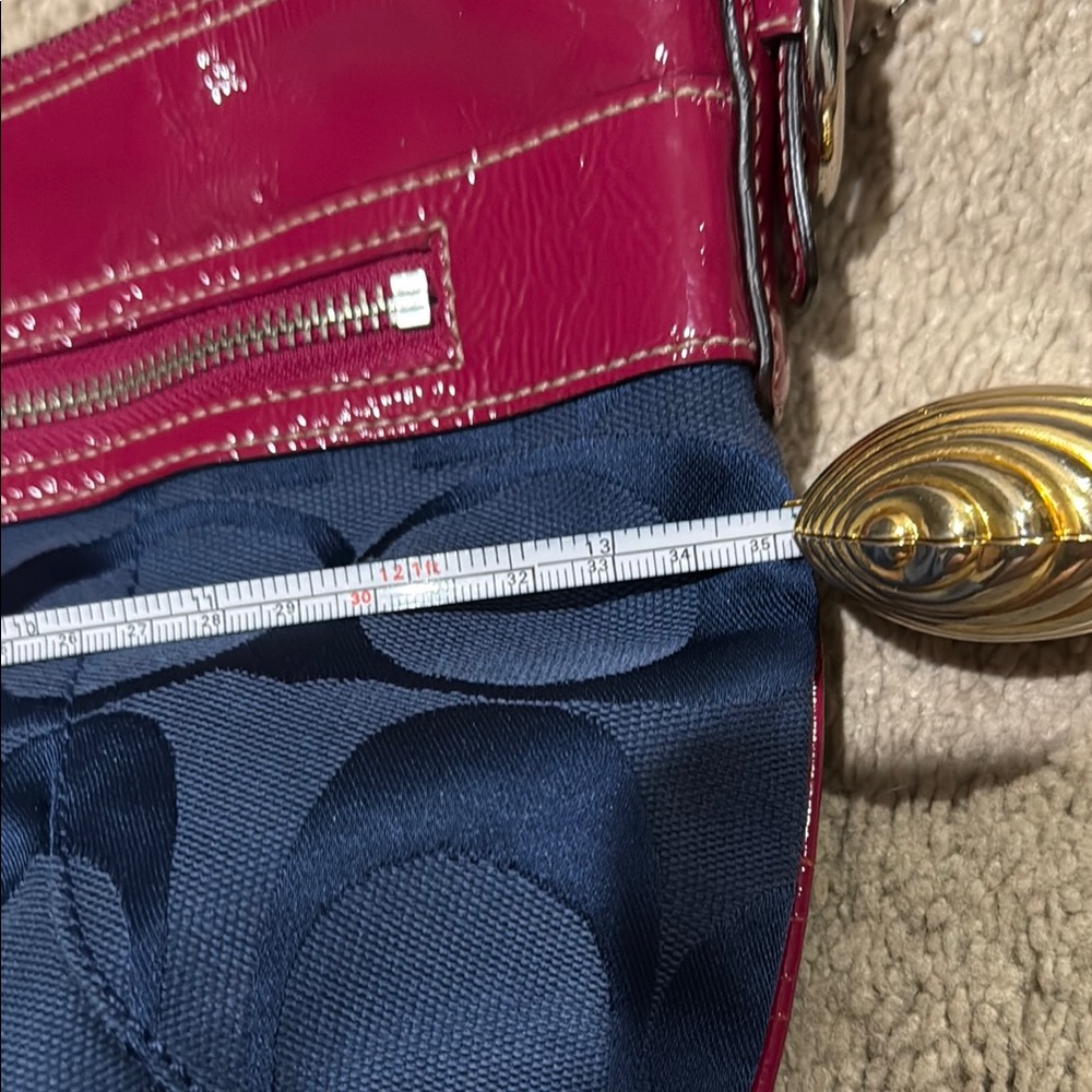 Coach Navy Signature Canvas Shoulder Bag with Magenta Patent Trim - Picture 6 of 8